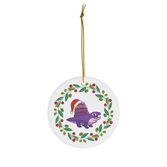 Holiday Dimetrodon - Ceramic Ornament