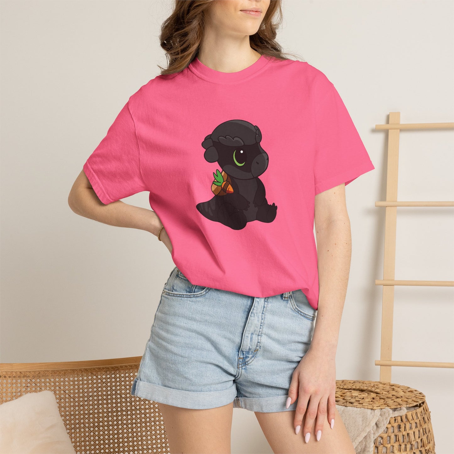 Limited Edition Bonk the Melanistic Pachycephalosaurus Plushie Art - T-Shirt