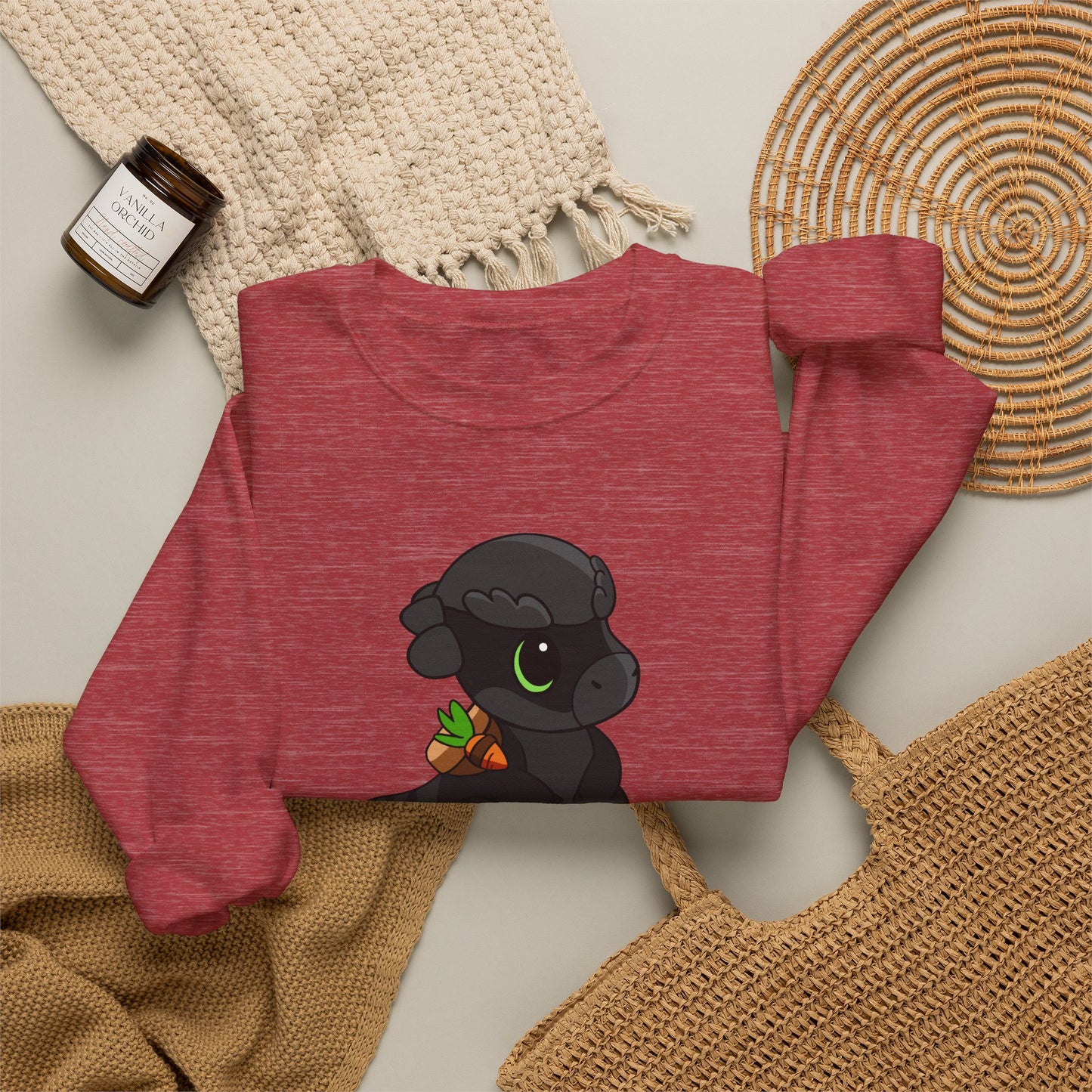 Limited Edition Bonk the Melanistic Pachycephalosaurus Plushie Art - Unisex Heavy Blend™ Crewneck Sweatshirt