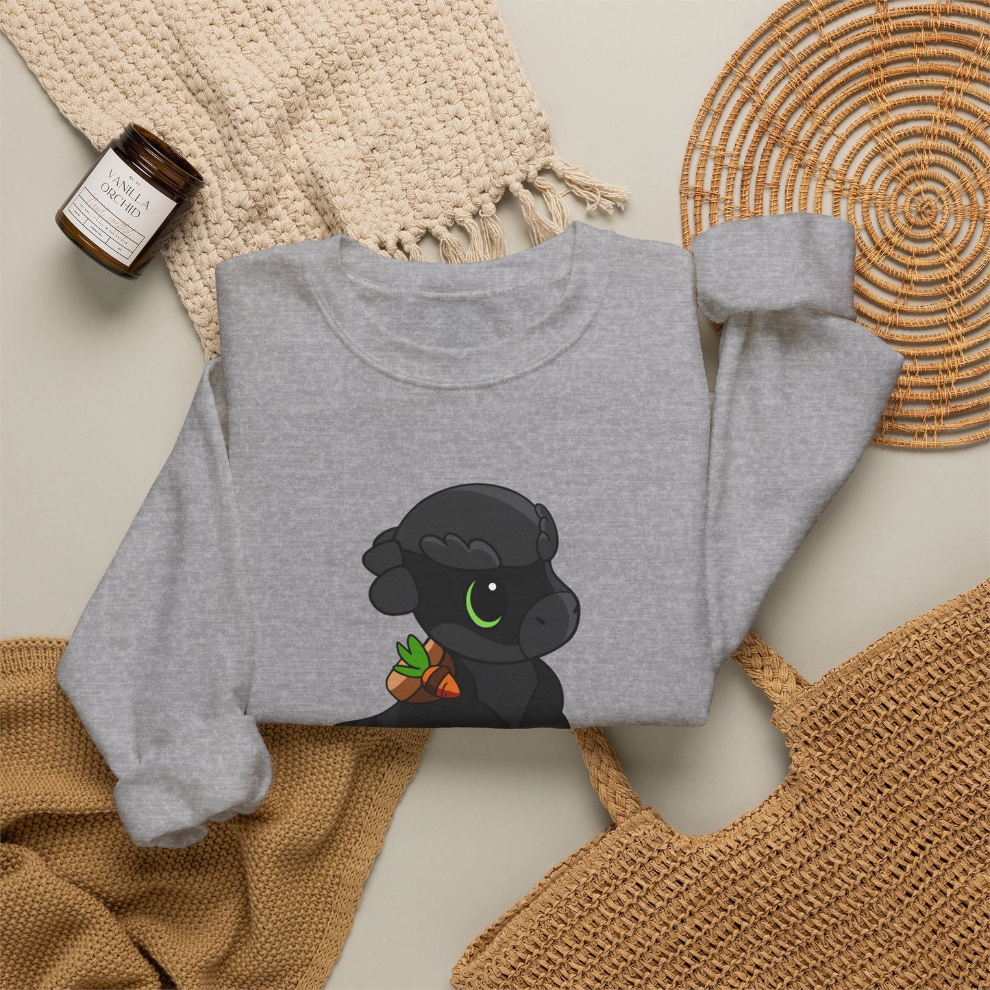 Limited Edition Bonk the Melanistic Pachycephalosaurus Plushie Art - Unisex Heavy Blend™ Crewneck Sweatshirt