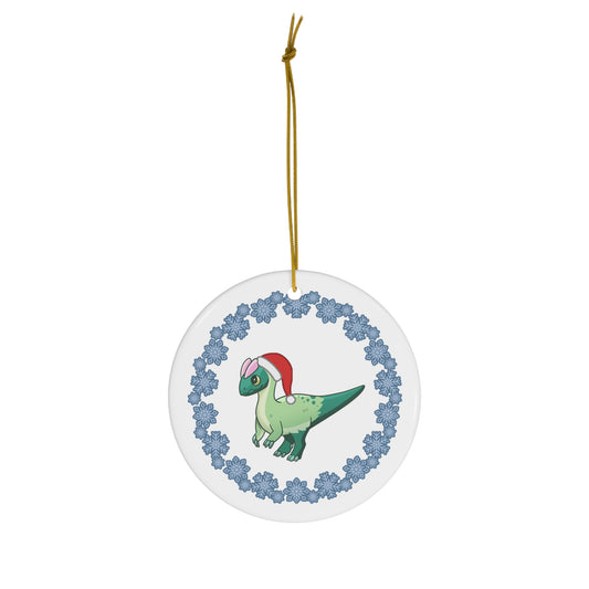 Holiday Dilophosaurus - Ceramic Ornament - Snowflake Edition