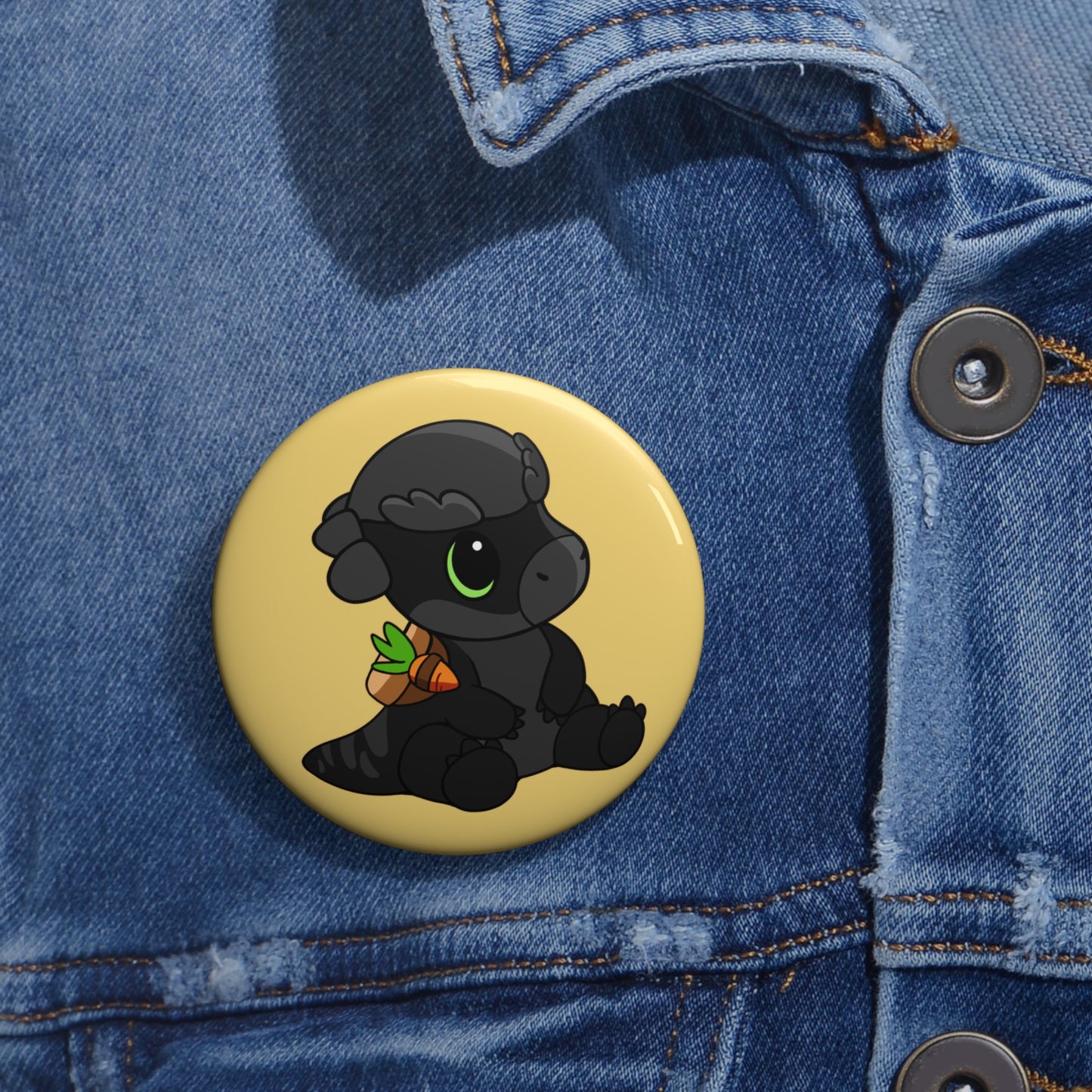 Limited Edition Bonk the Melanistic Pachycephalosaurus Plushie Art - Pin Badge