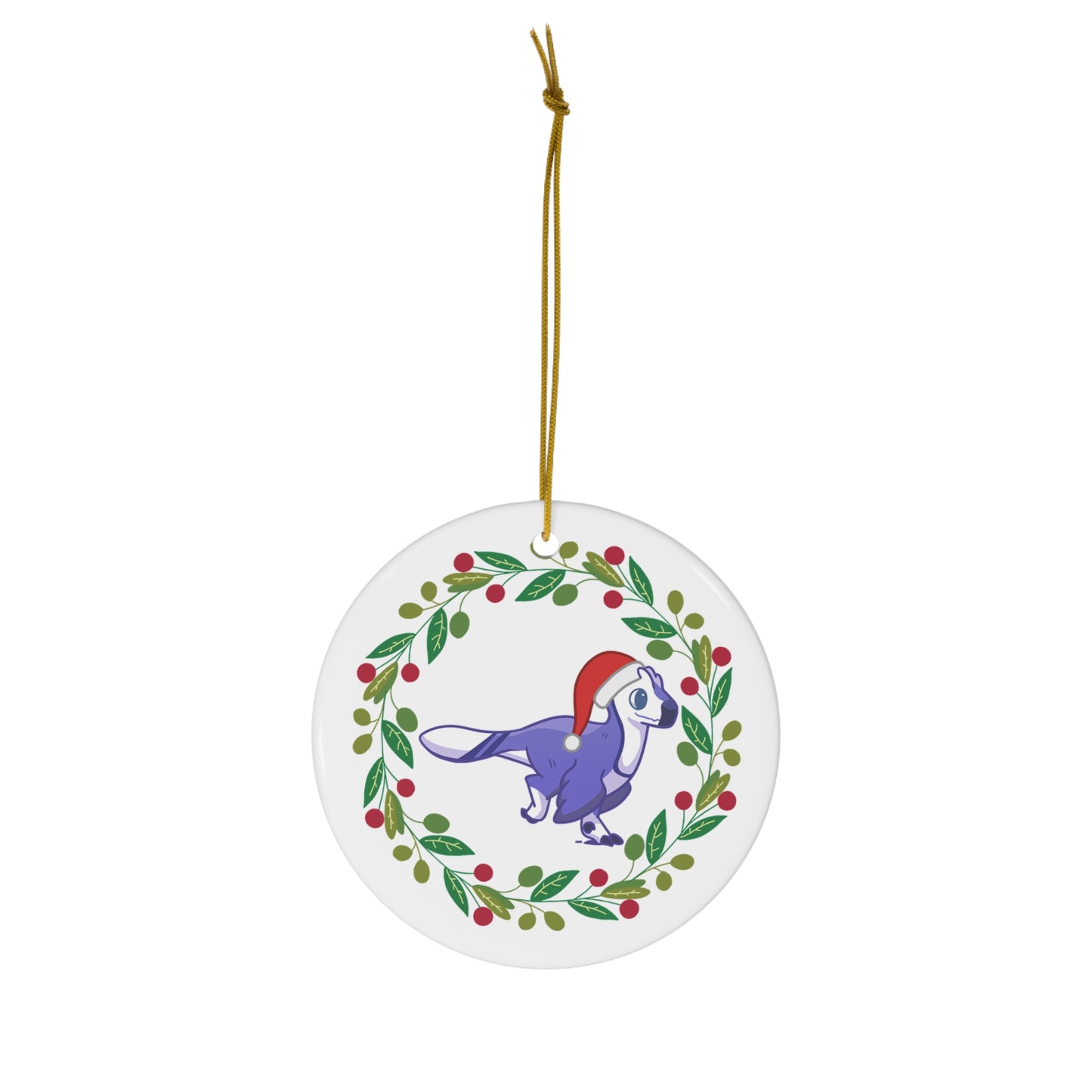 Holiday Utahraptor - Ceramic Ornament