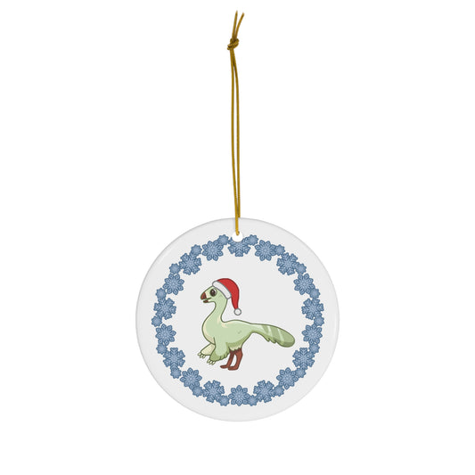 Holiday Gallimimus- Ceramic Ornament - Snowflake Edition