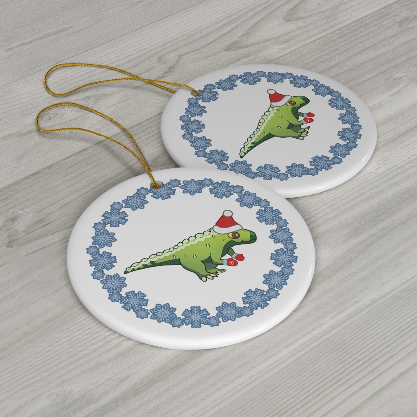 Holiday Postosuchus - Ceramic Ornament - Snowflake Edition