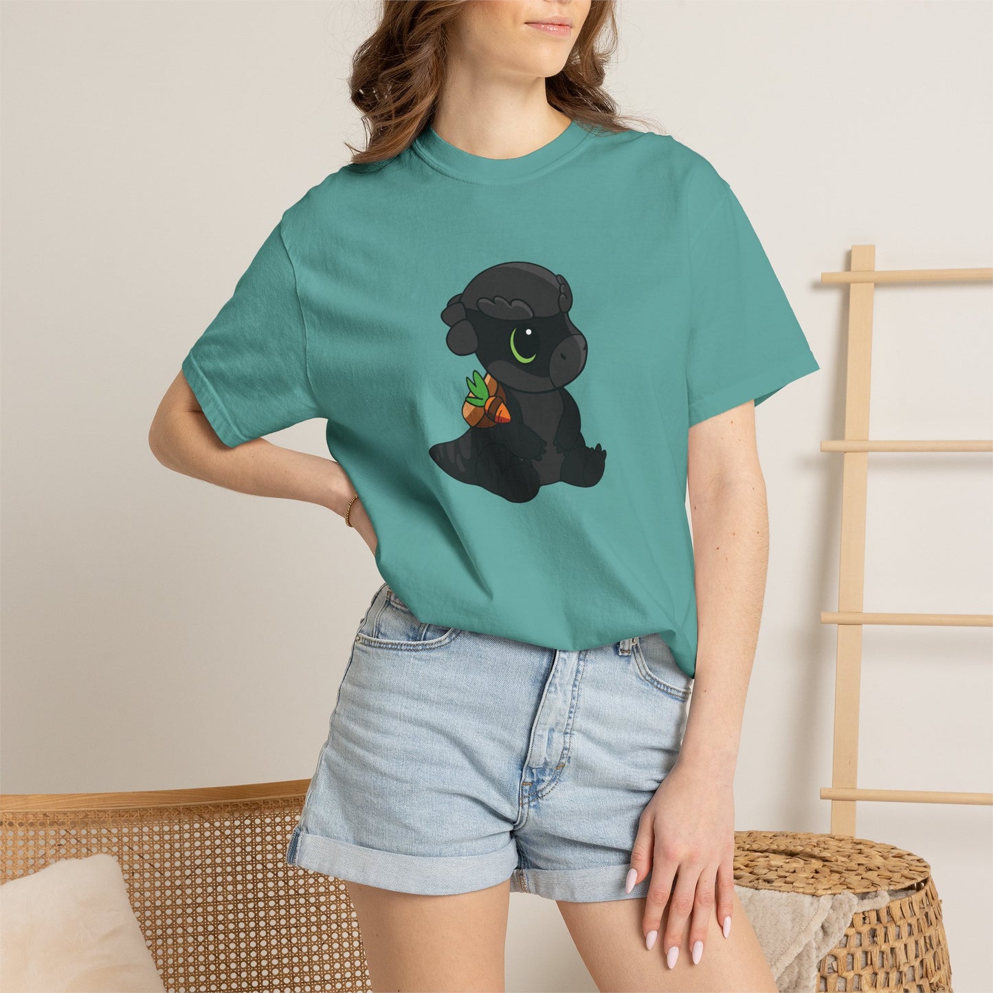 Limited Edition Bonk the Melanistic Pachycephalosaurus Plushie Art - T-Shirt