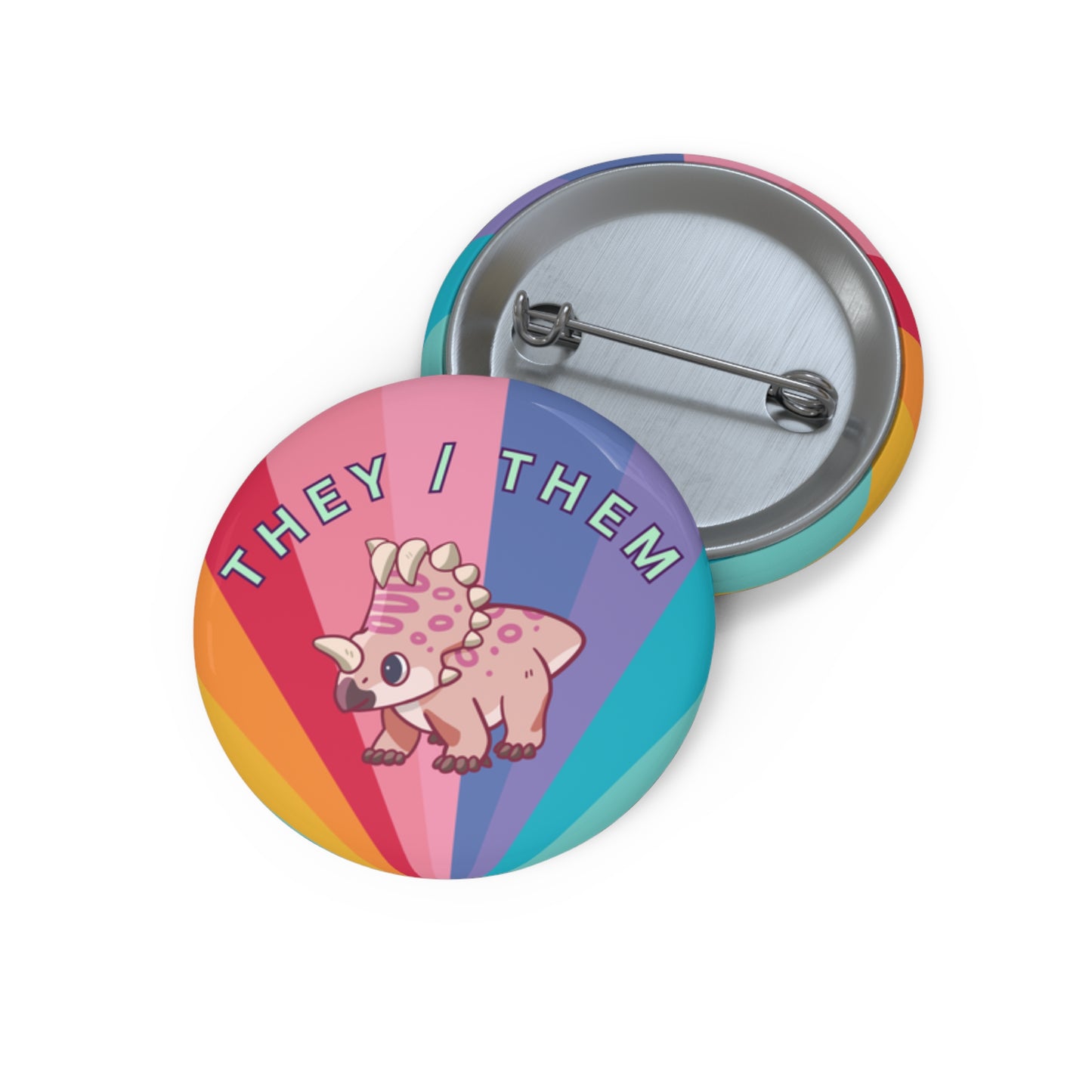 They/Them Centrosaurus Pronoun - Pin Badge