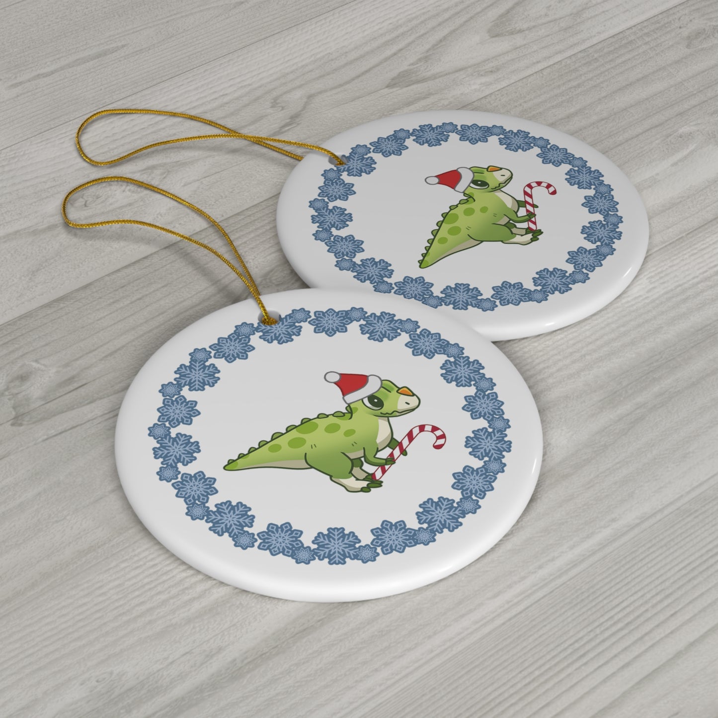 Holiday Ceratosaurus - Ceramic Ornament - Snowflake Edition