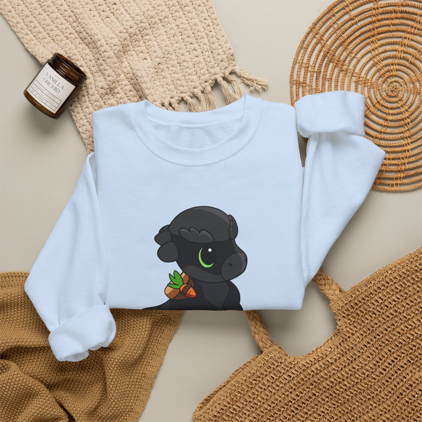 Limited Edition Bonk the Melanistic Pachycephalosaurus Plushie Art - Unisex Heavy Blend™ Crewneck Sweatshirt