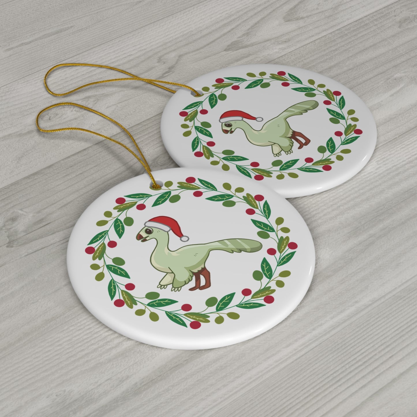 Holiday Gallimimus - Ceramic Ornament