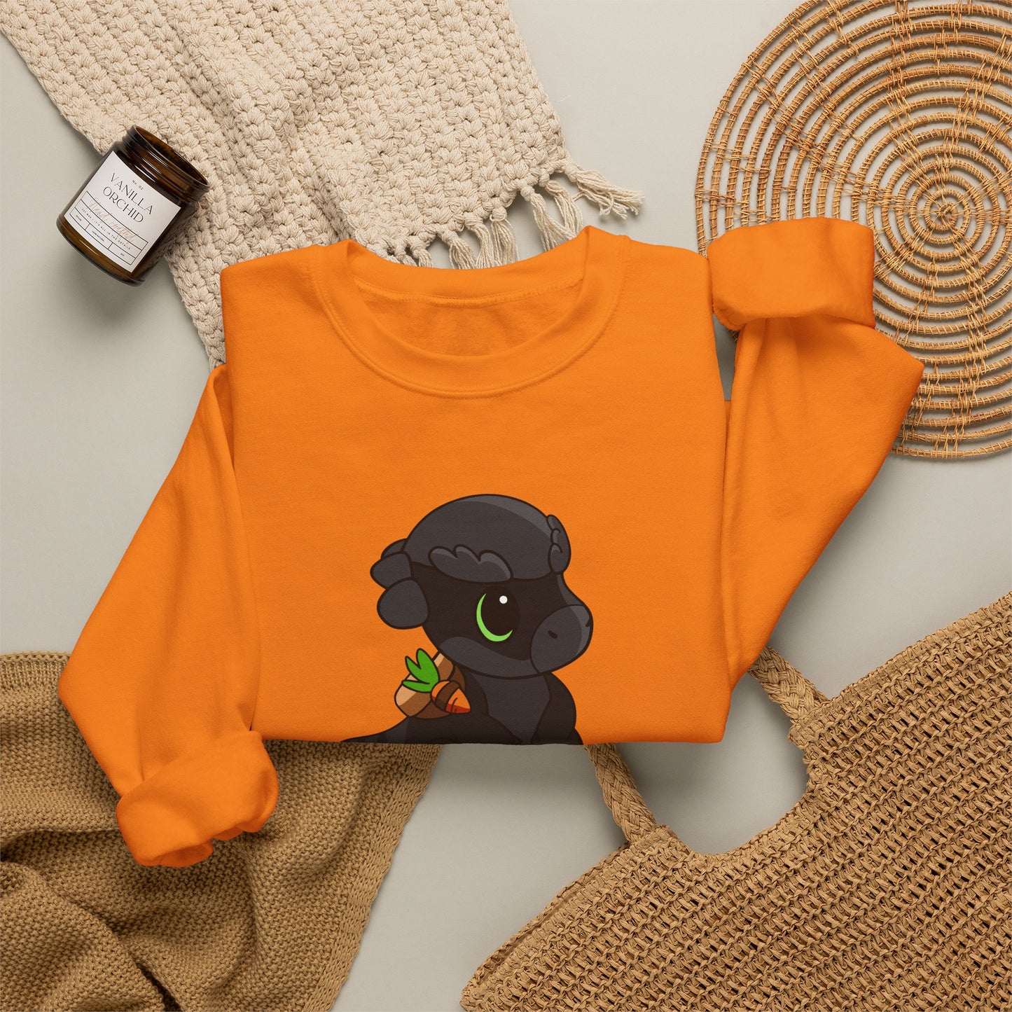 Limited Edition Bonk the Melanistic Pachycephalosaurus Plushie Art - Unisex Heavy Blend™ Crewneck Sweatshirt