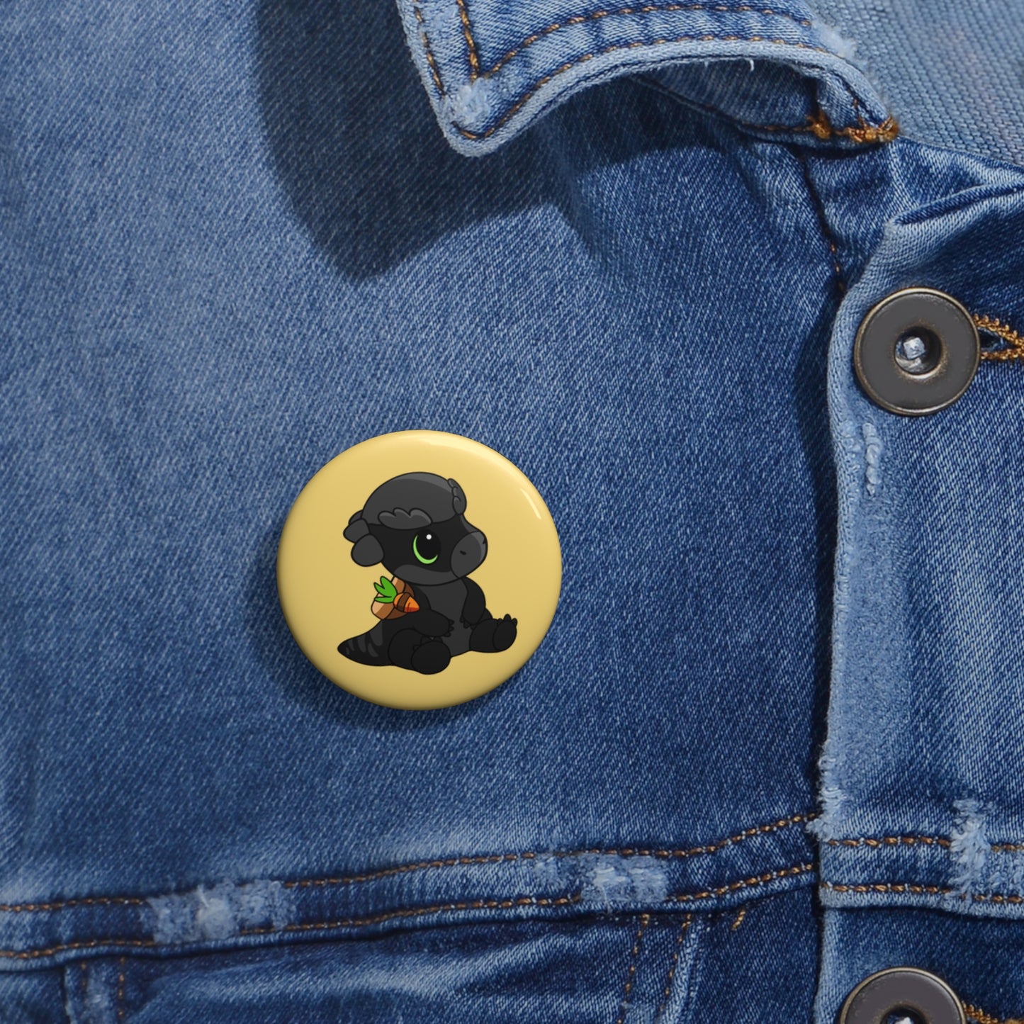 Limited Edition Bonk the Melanistic Pachycephalosaurus Plushie Art - Pin Badge