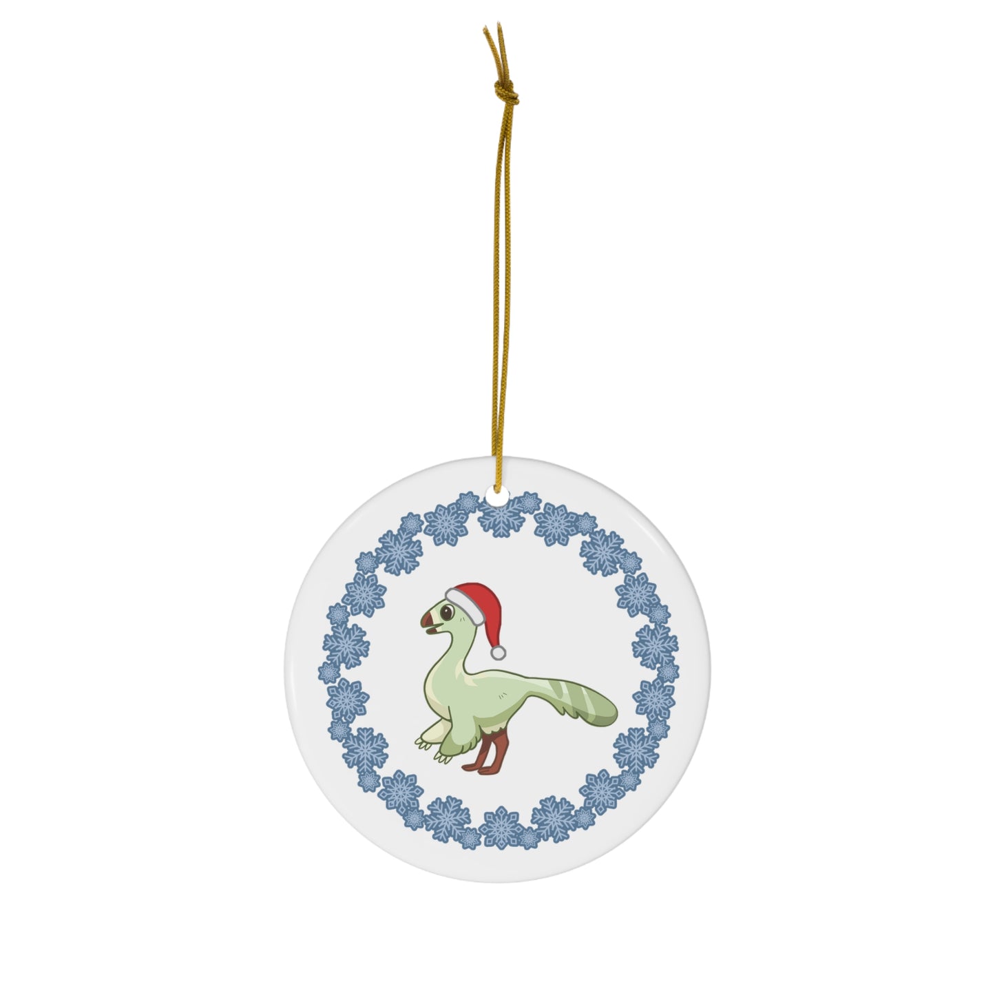 Holiday Gallimimus- Ceramic Ornament - Snowflake Edition