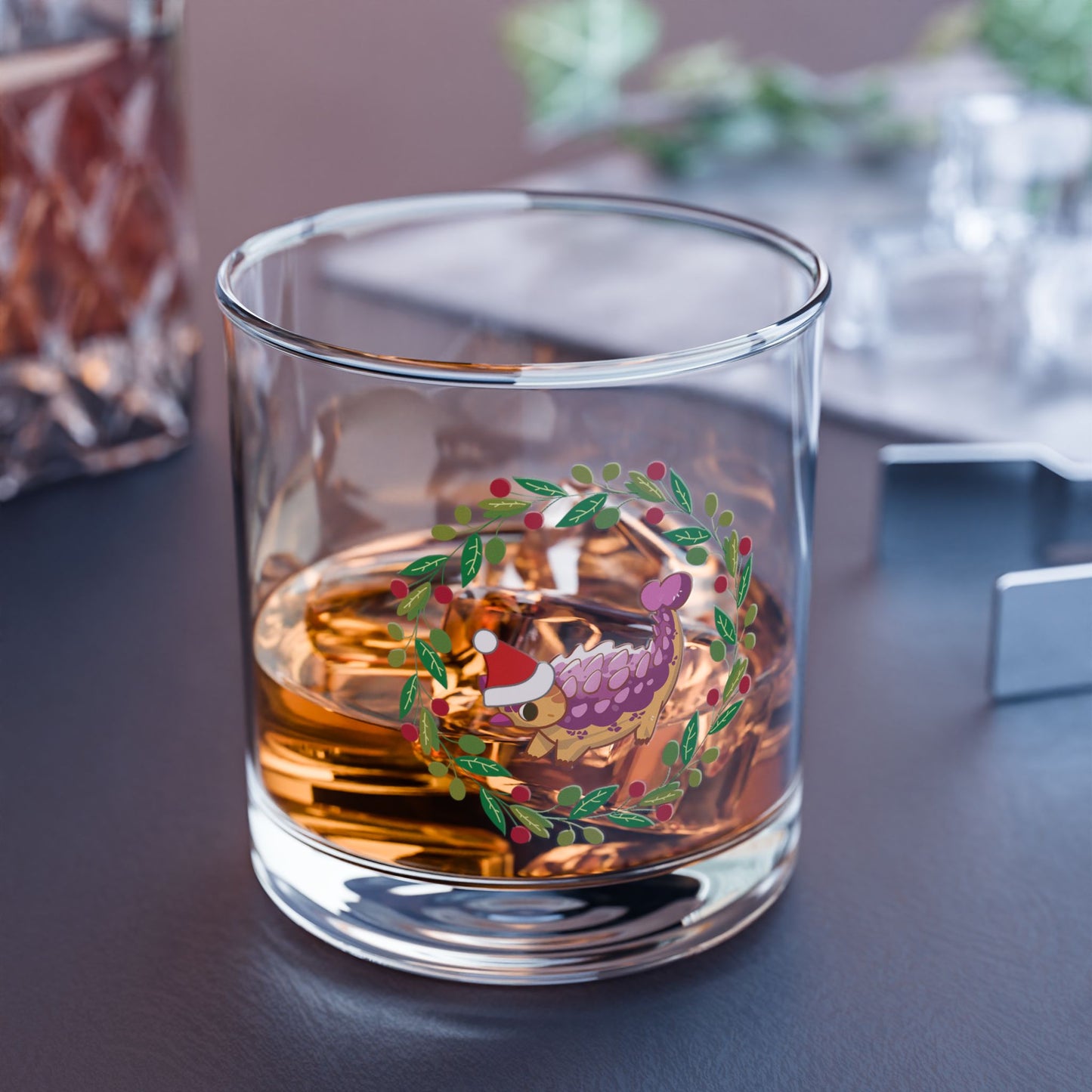 Holiday Retro Collectible Glass - Lesbian Pride Ankylosaurus