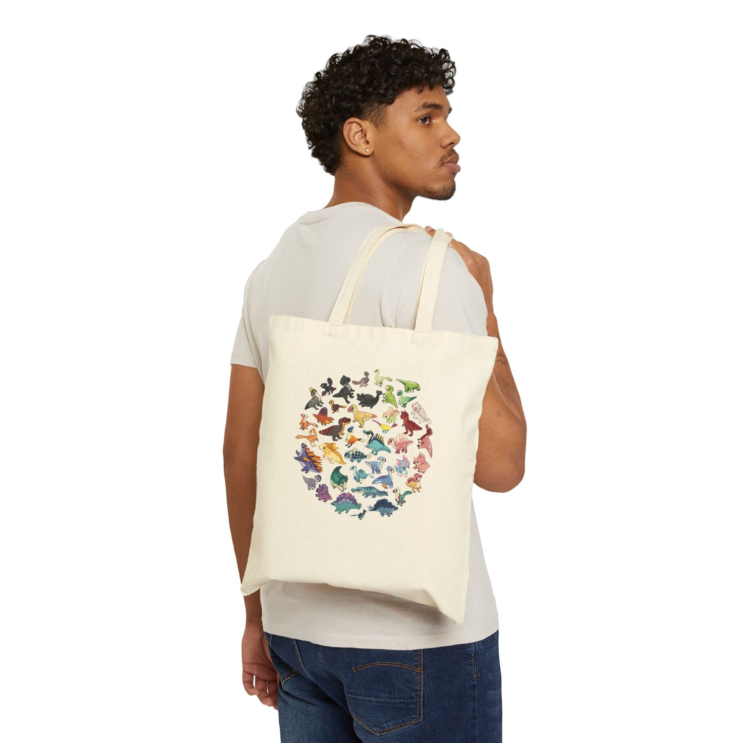 Updated Rainbow of Dinos - Canvas Tote Bag