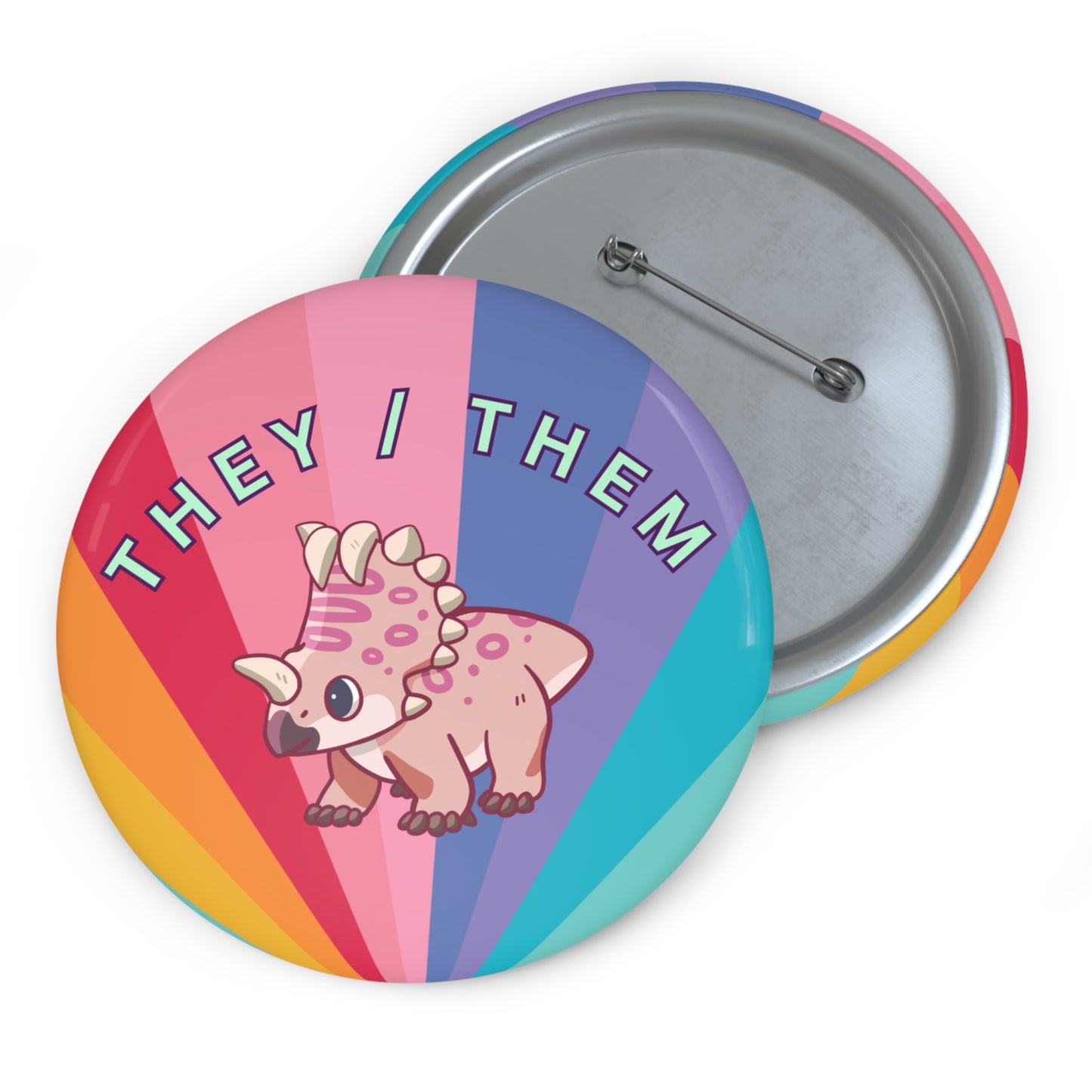 They/Them Centrosaurus Pronoun - Pin Badge