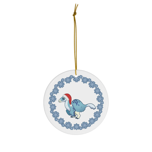 Holiday Deinocheiruss - Ceramic Ornament - Snowflake Edition