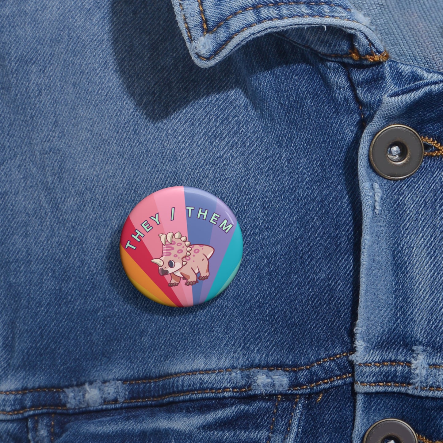 They/Them Centrosaurus Pronoun - Pin Badge