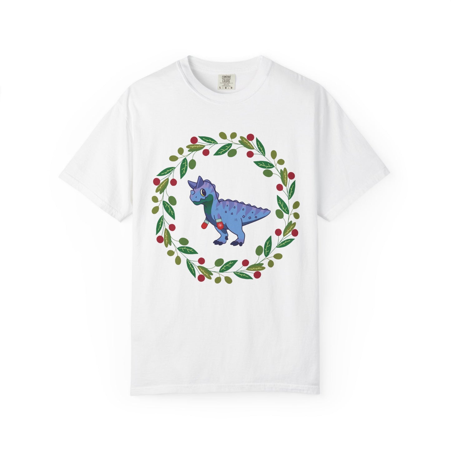 MLM Pride Holiday Carnotaurus T-Shirt - Festive Wreath Edition