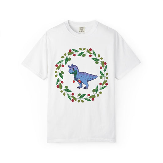 MLM Pride Holiday Carnotaurus T-Shirt - Festive Wreath Edition