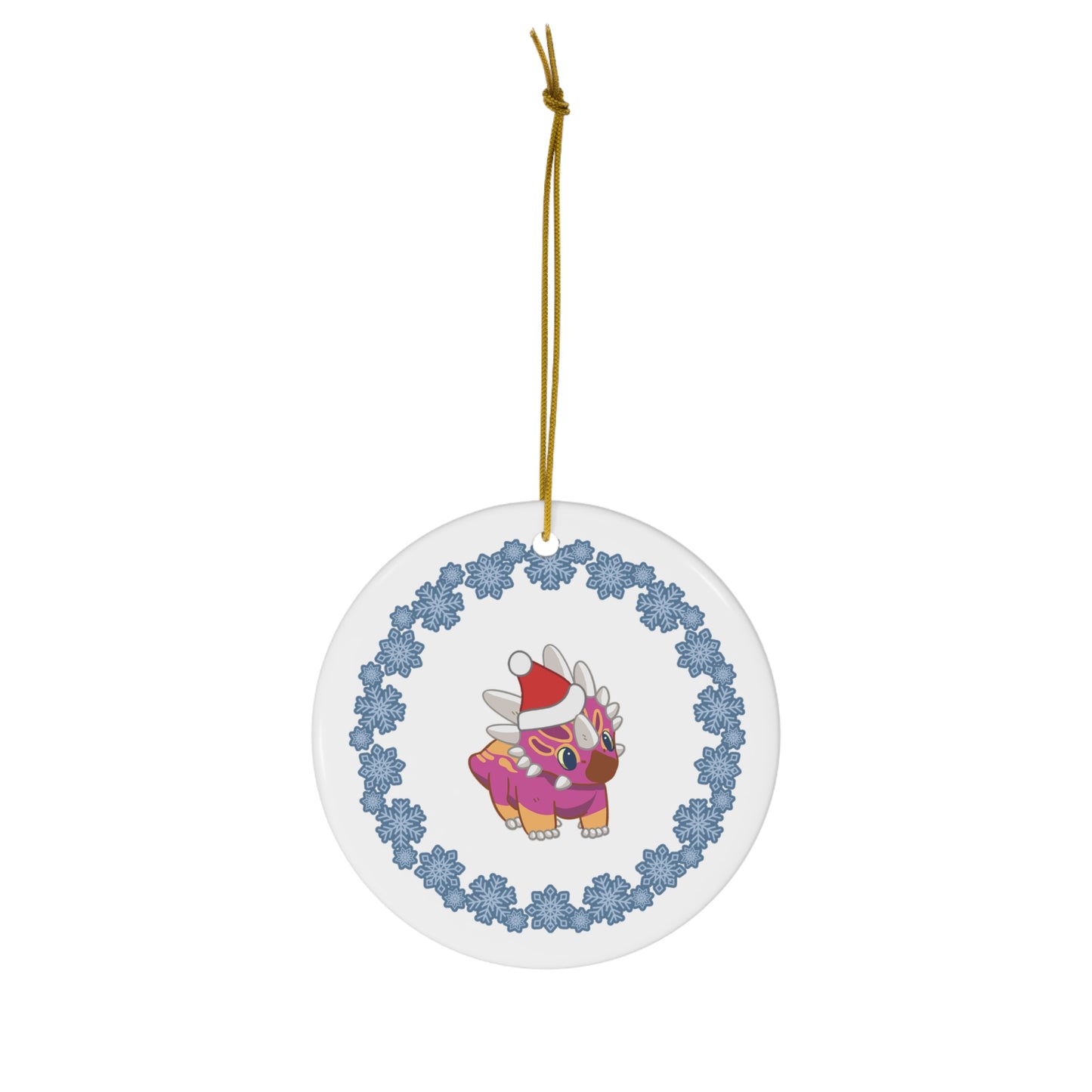 Holiday Lesbian Pride Styracosaurus Ornament - Snowflake Edition