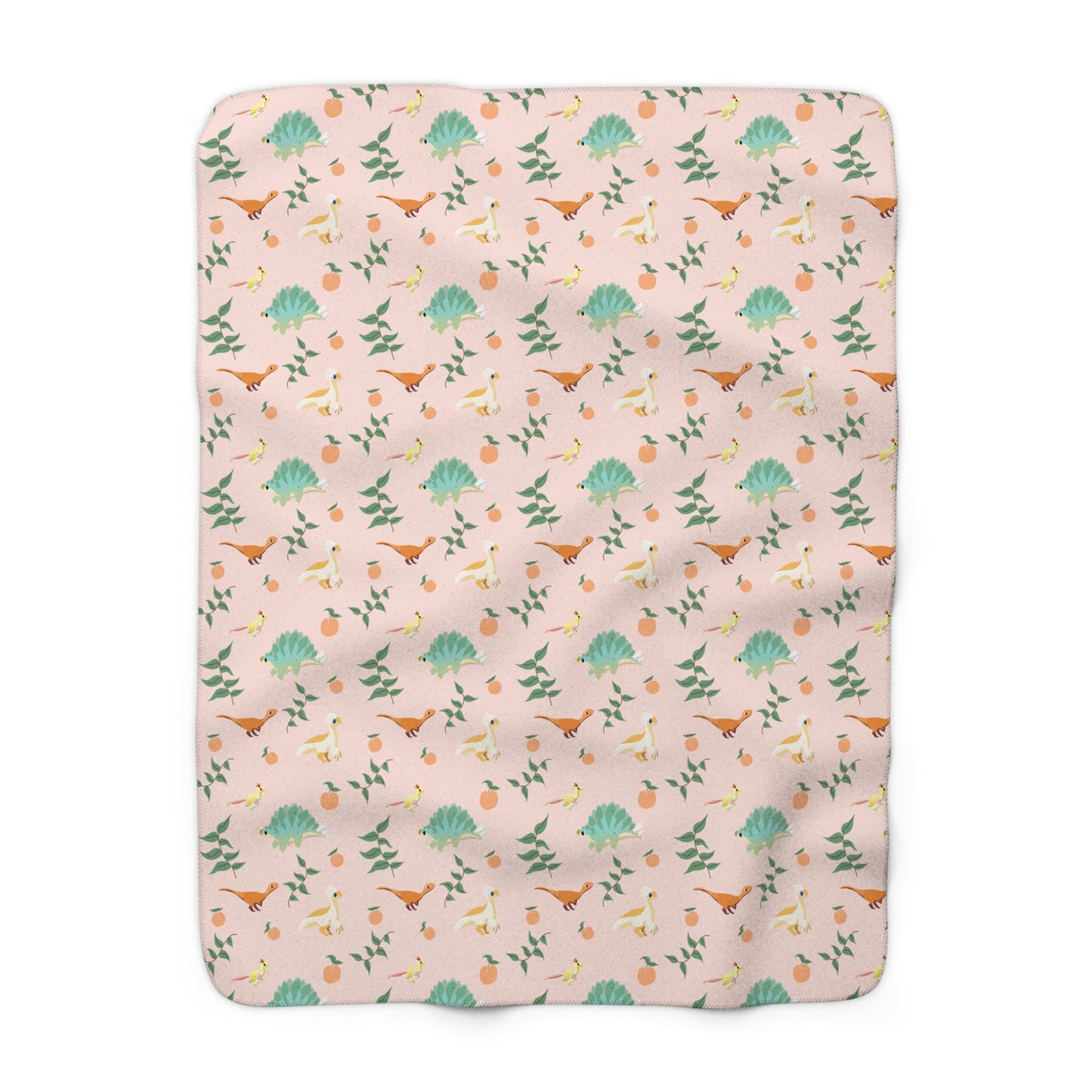 Peach Dinos - Sherpa Fleece Blanket