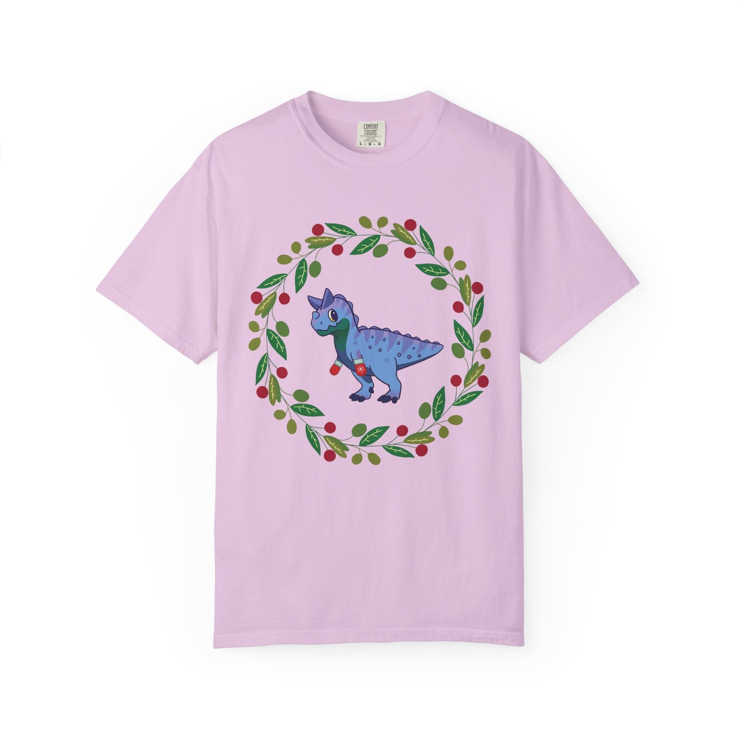 MLM Pride Holiday Carnotaurus T-Shirt - Festive Wreath Edition