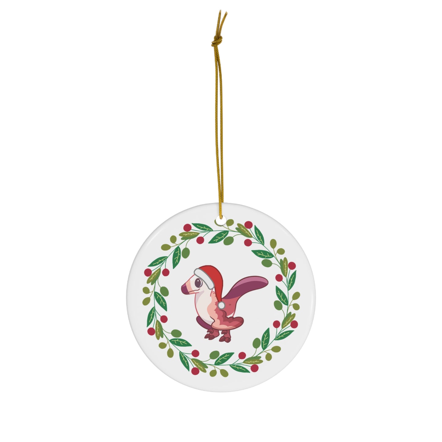 Holiday Velociraptor - Ceramic Ornament