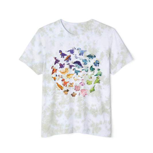 Rainbow of Dinos - Unisex Tie-Dyed T-Shirt