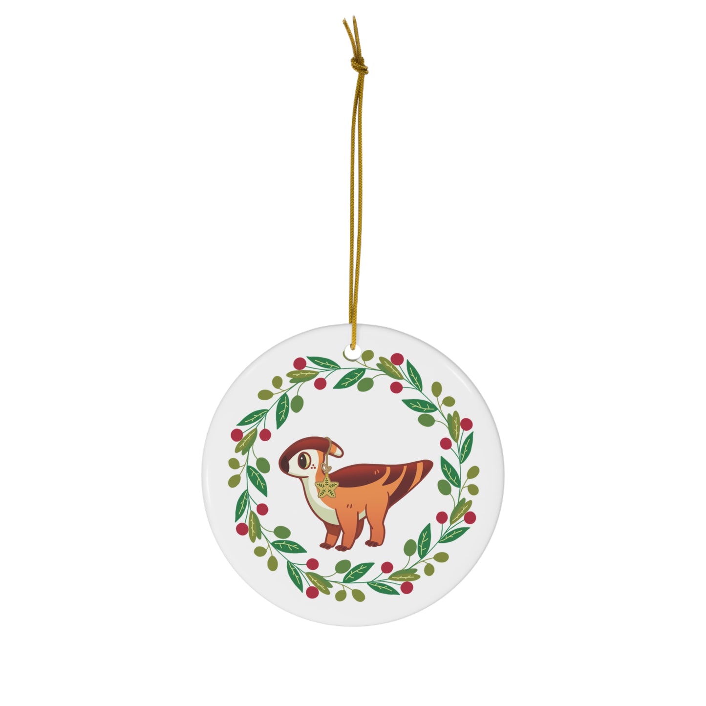 Holiday Parasaurolophus - Ceramic Ornament