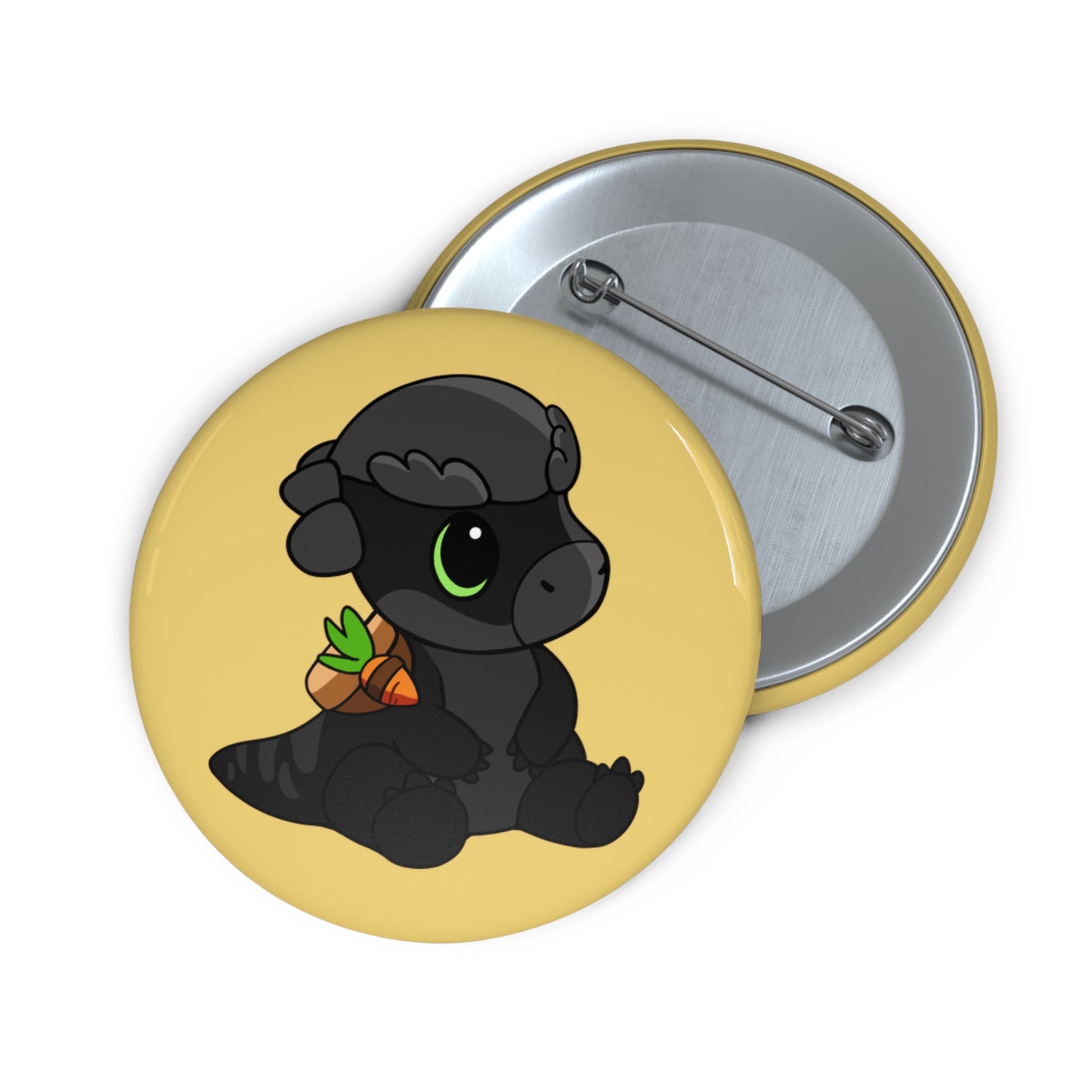 Limited Edition Bonk the Melanistic Pachycephalosaurus Plushie Art - Pin Badge
