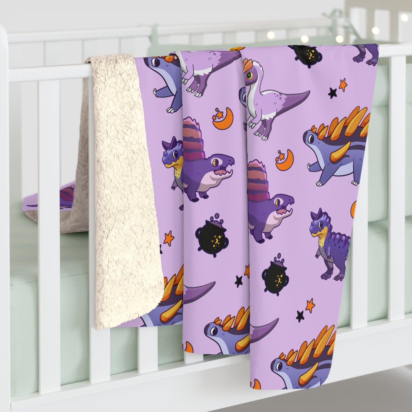 Halloween Dinos - Purple Sherpa Fleece Blanket