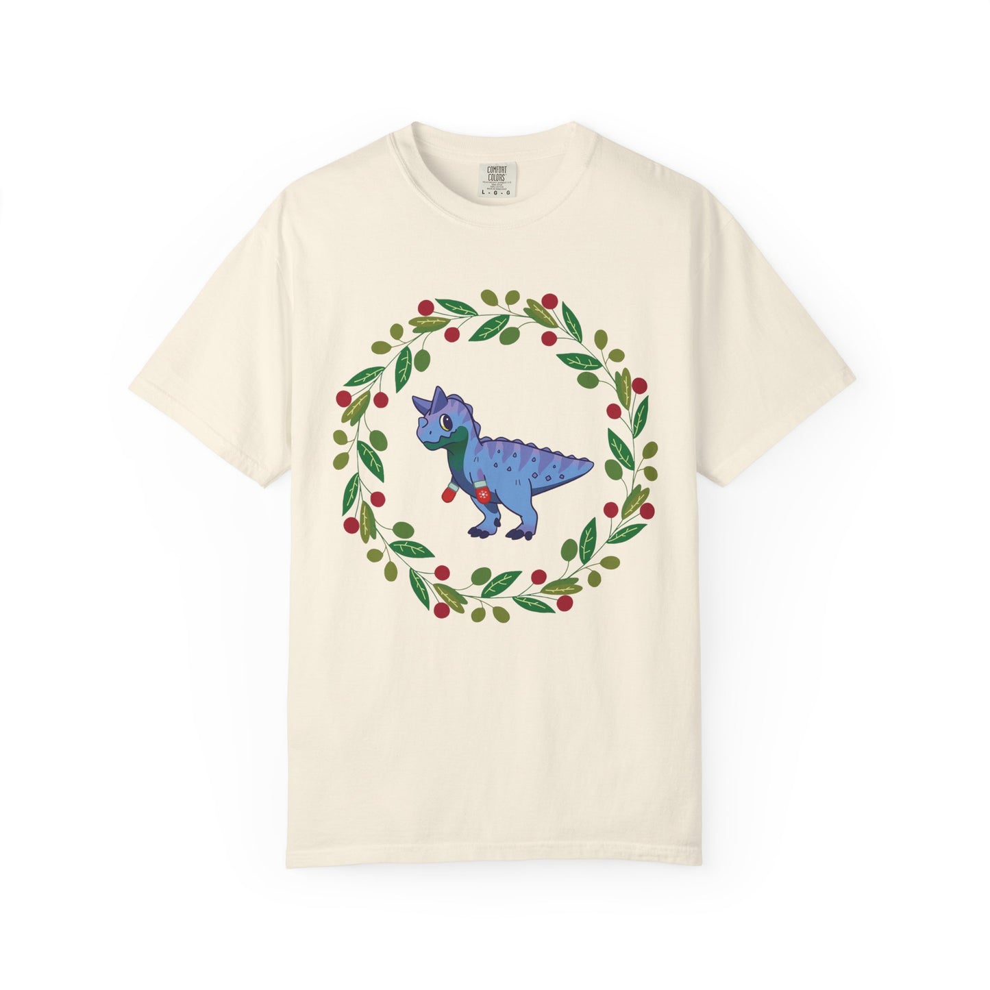 MLM Pride Holiday Carnotaurus T-Shirt - Festive Wreath Edition