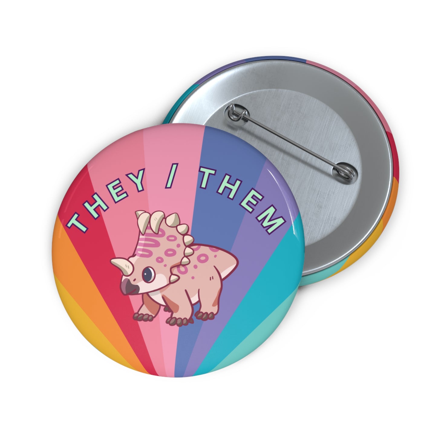 They/Them Centrosaurus Pronoun - Pin Badge