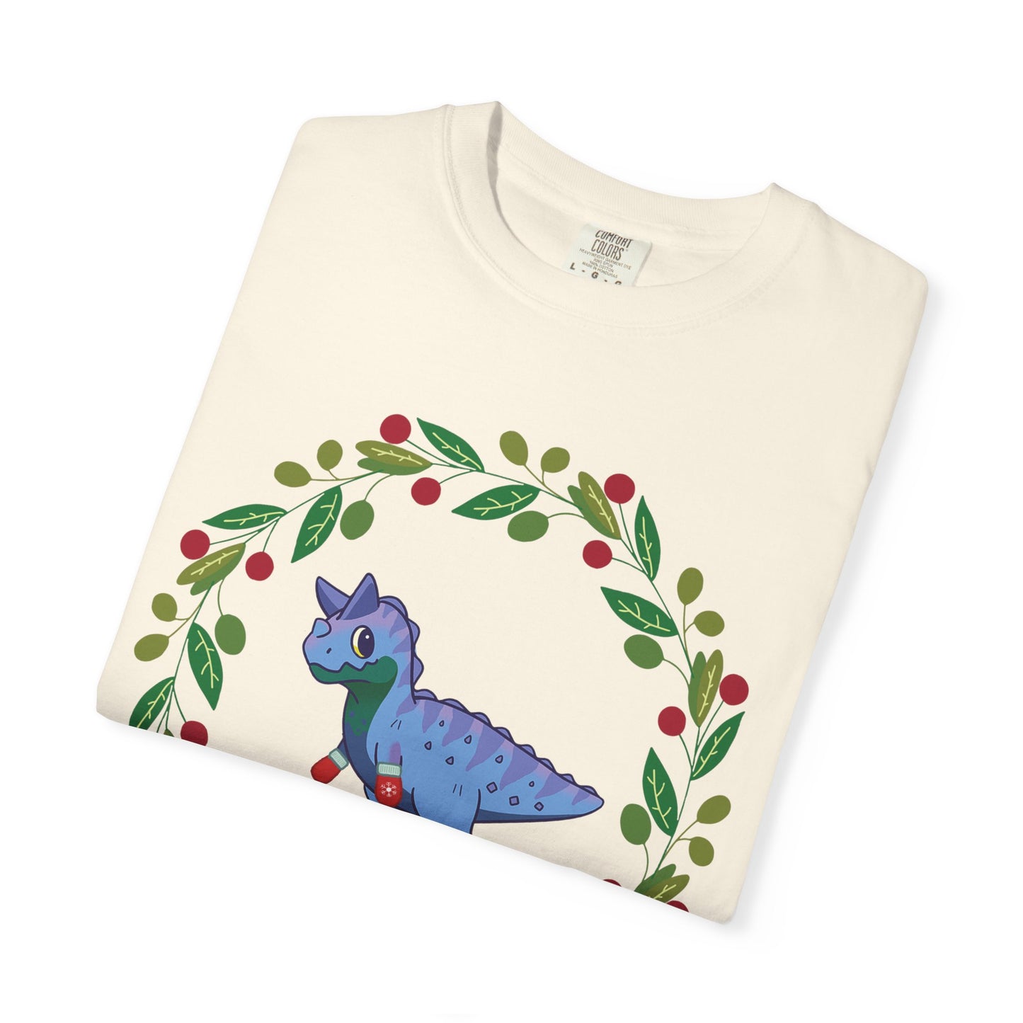MLM Pride Holiday Carnotaurus T-Shirt - Festive Wreath Edition