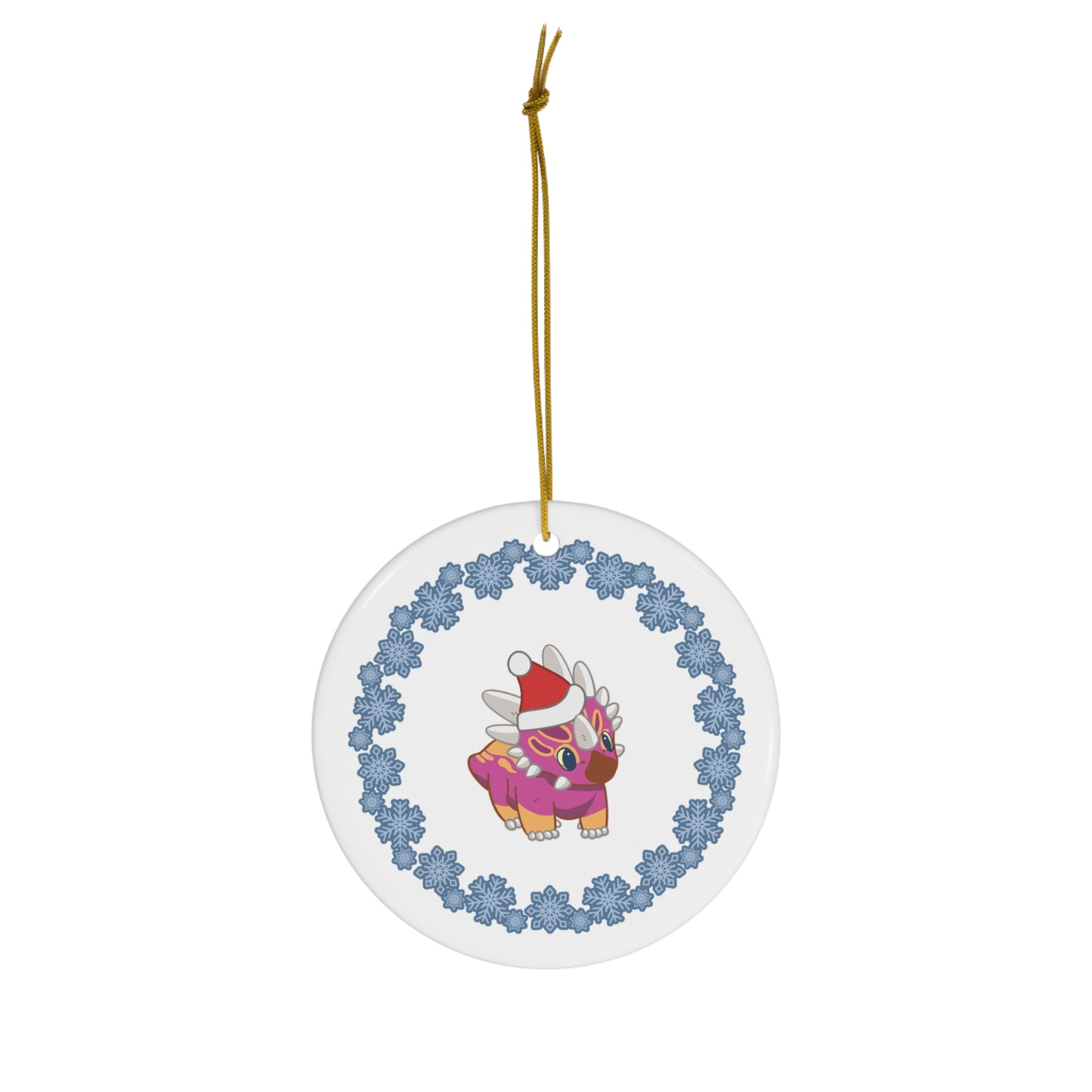 Holiday Lesbian Pride Styracosaurus Ornament - Snowflake Edition