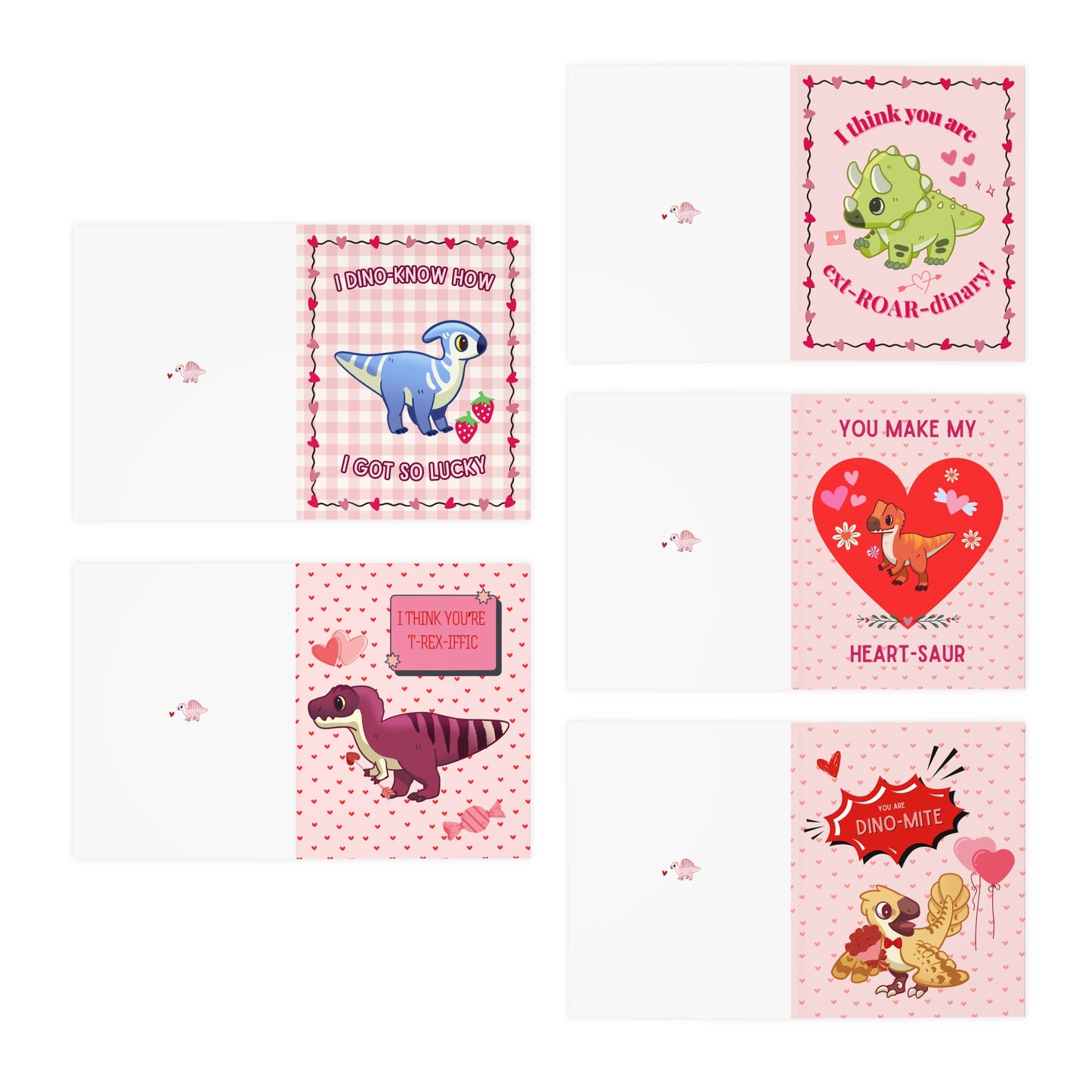 Dino Valentines Day Cards - 5 Pack