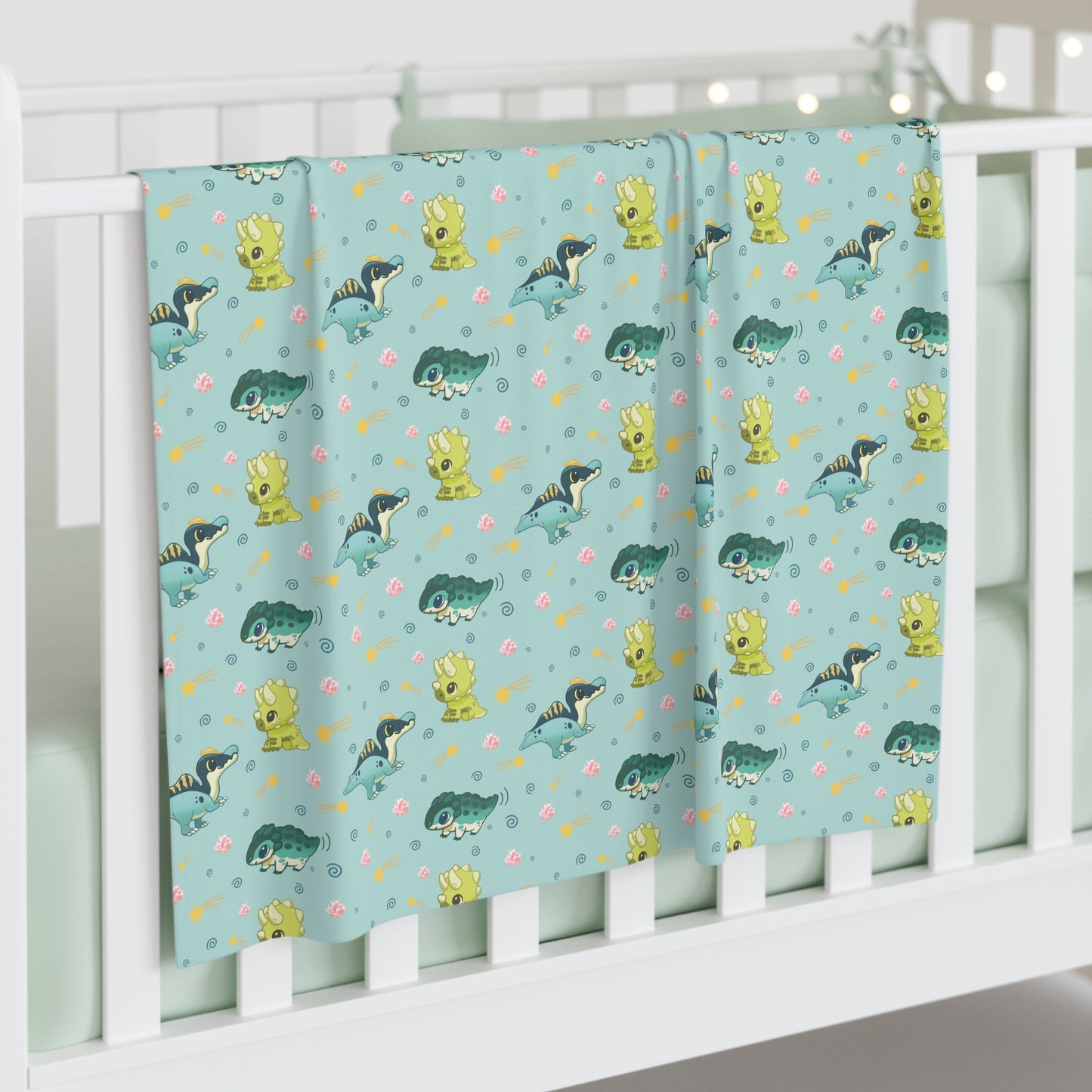 Baby Dinos Swaddle Blanket - Spinosaurus, Scelidosaurus & Triceratops