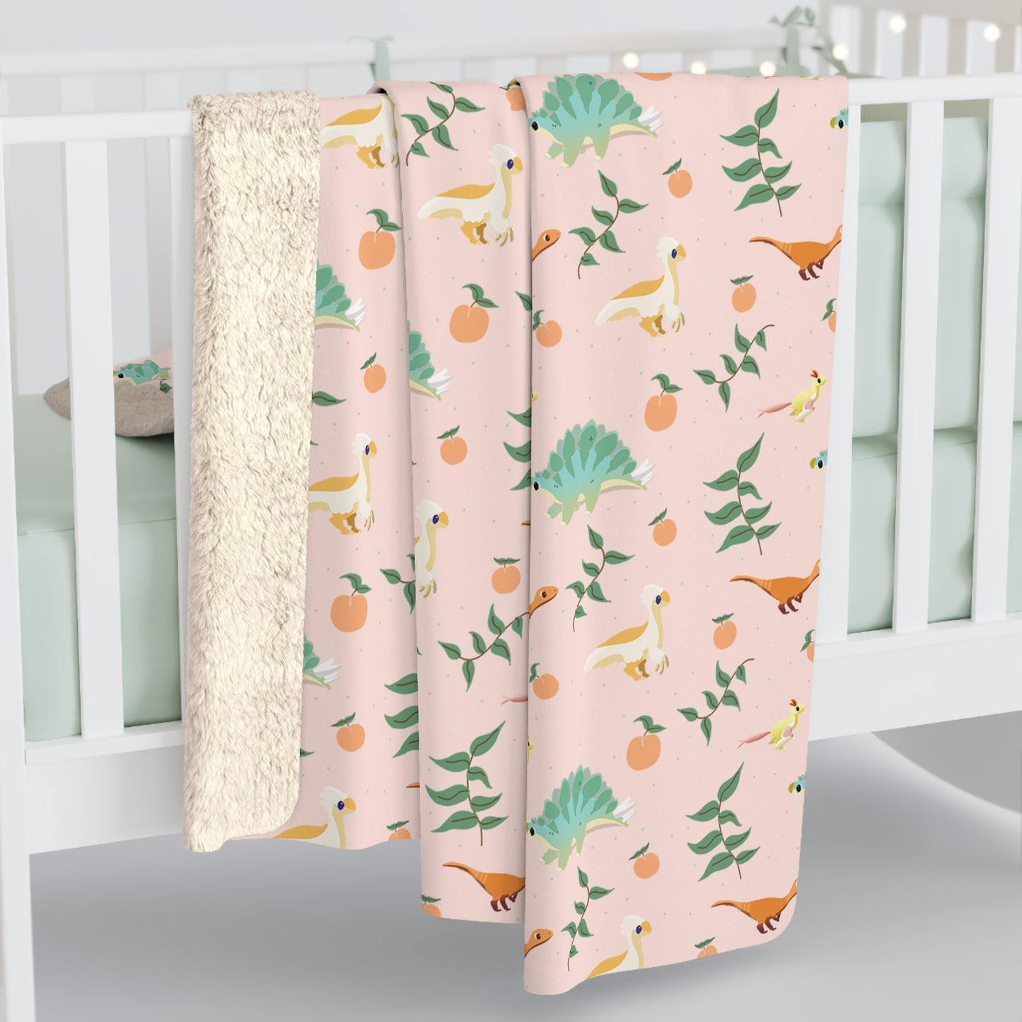 Peach Dinos - Sherpa Fleece Blanket