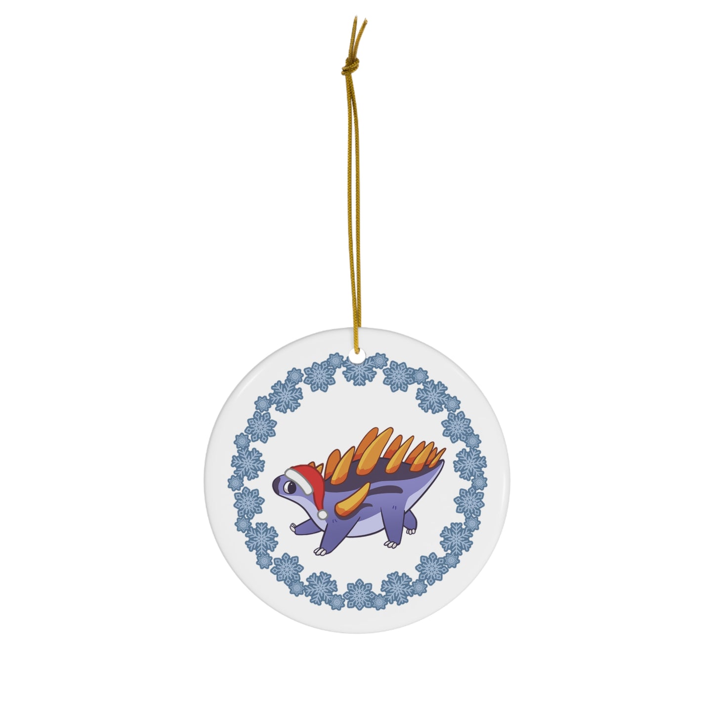 Holiday Kentrosaurus - Ceramic Ornament - Snowflake Edition