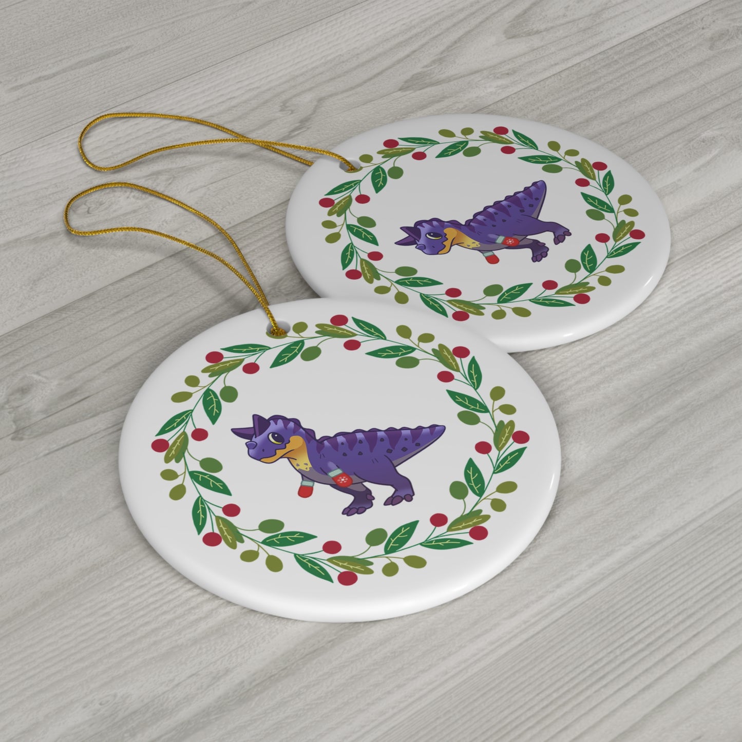 Holiday Carnotaurus - Ceramic Ornament