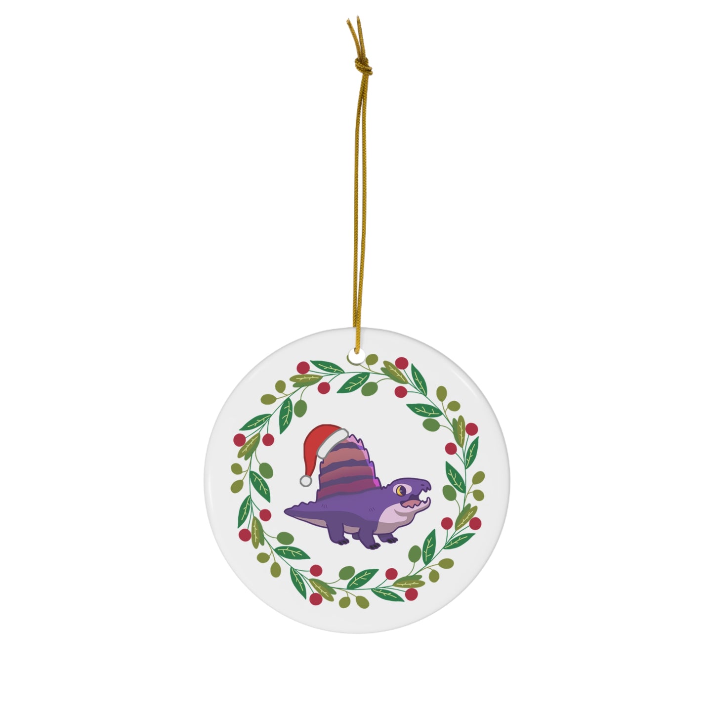 Holiday Dimetrodon - Ceramic Ornament