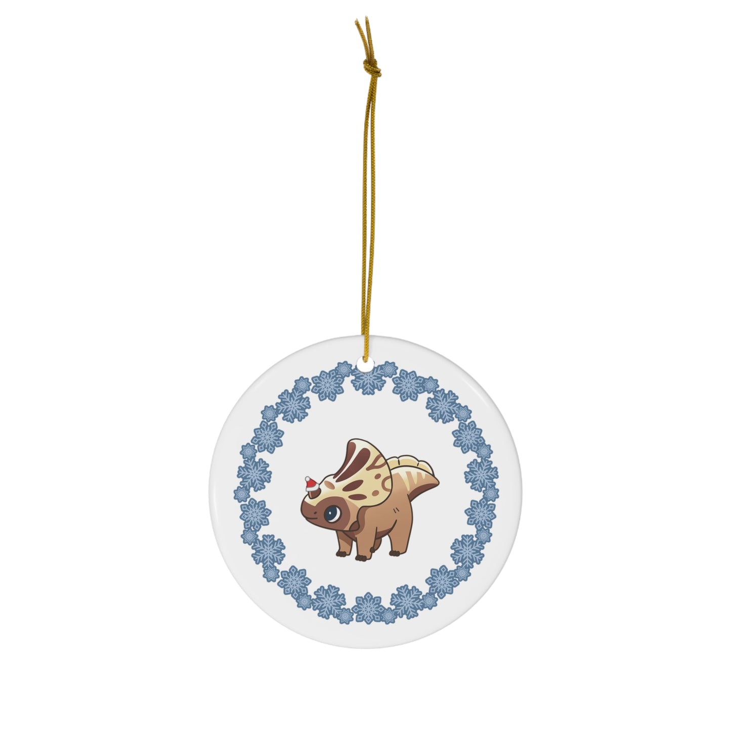 Holiday Protoceratops - Ceramic Ornament - Snowflake Edition