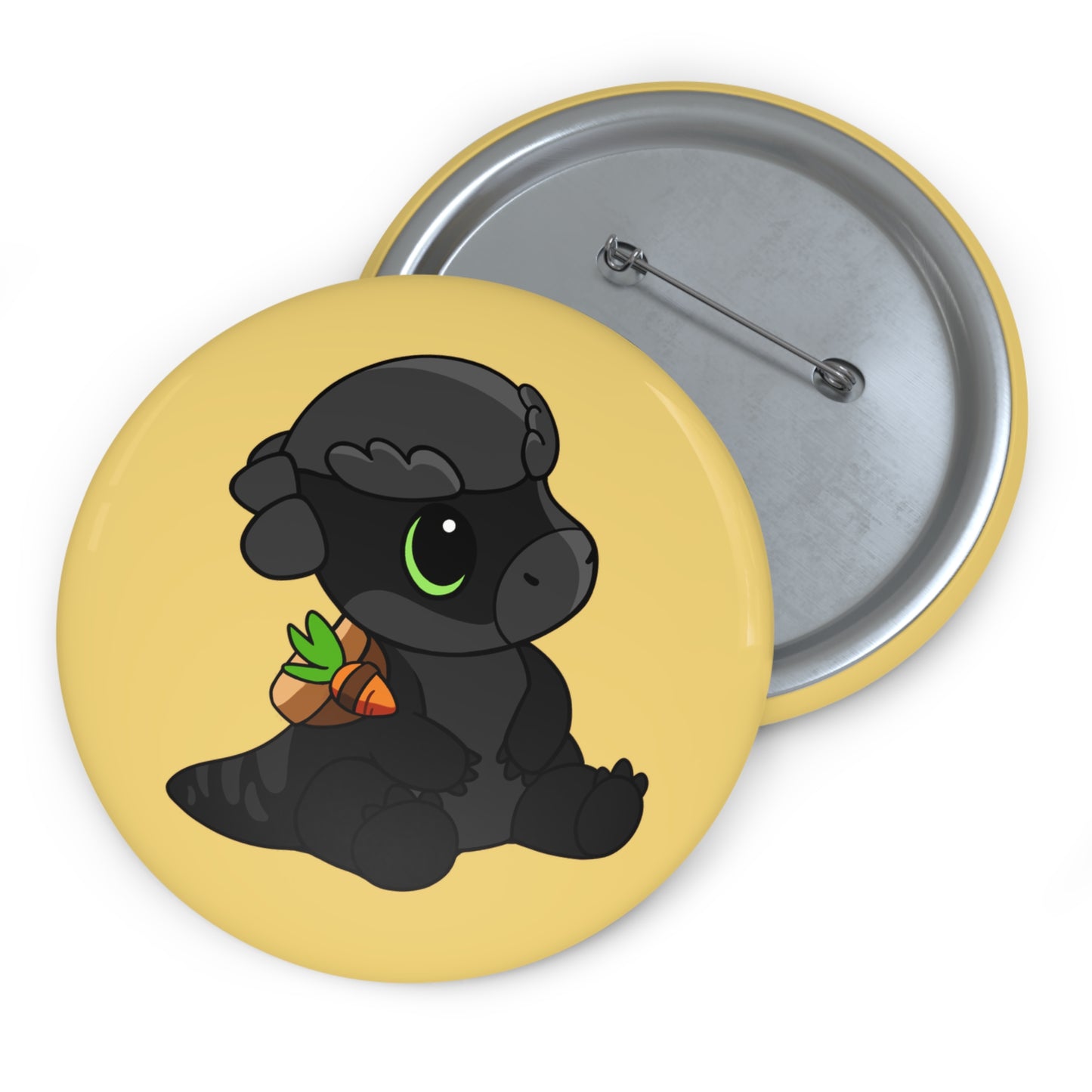 Limited Edition Bonk the Melanistic Pachycephalosaurus Plushie Art - Pin Badge