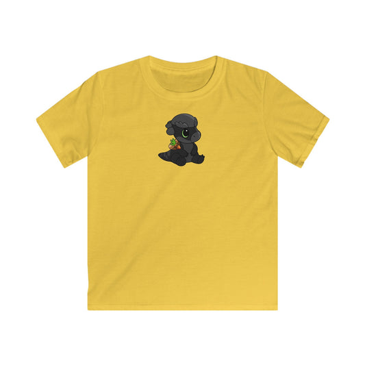 Limited Edition Bonk the Melanistic Pachycephalosaurus Plushie Art - Kids Tee