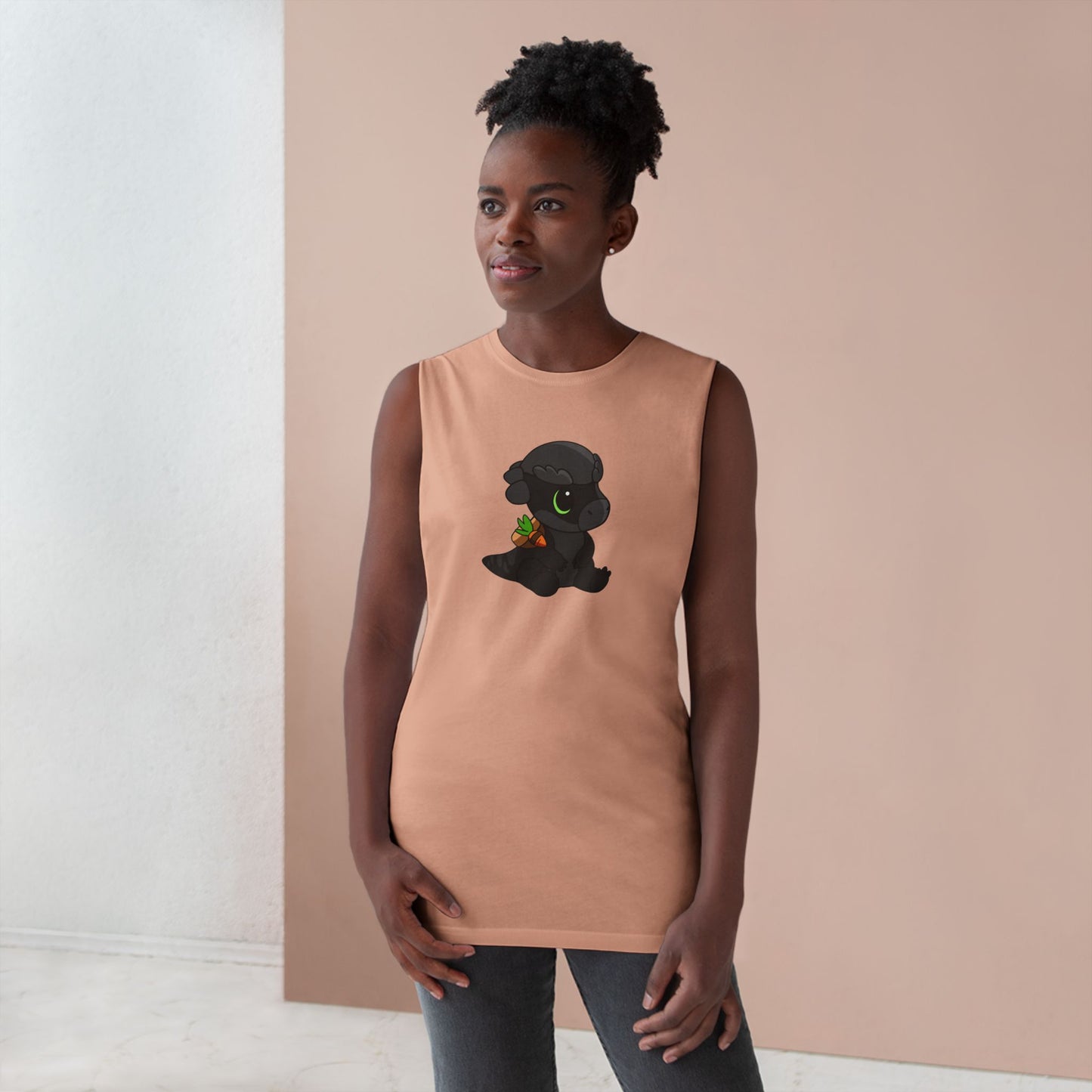 Limited Edition Bonk the Melanistic Pachycephalosaurus Plushie Art - Tank Top