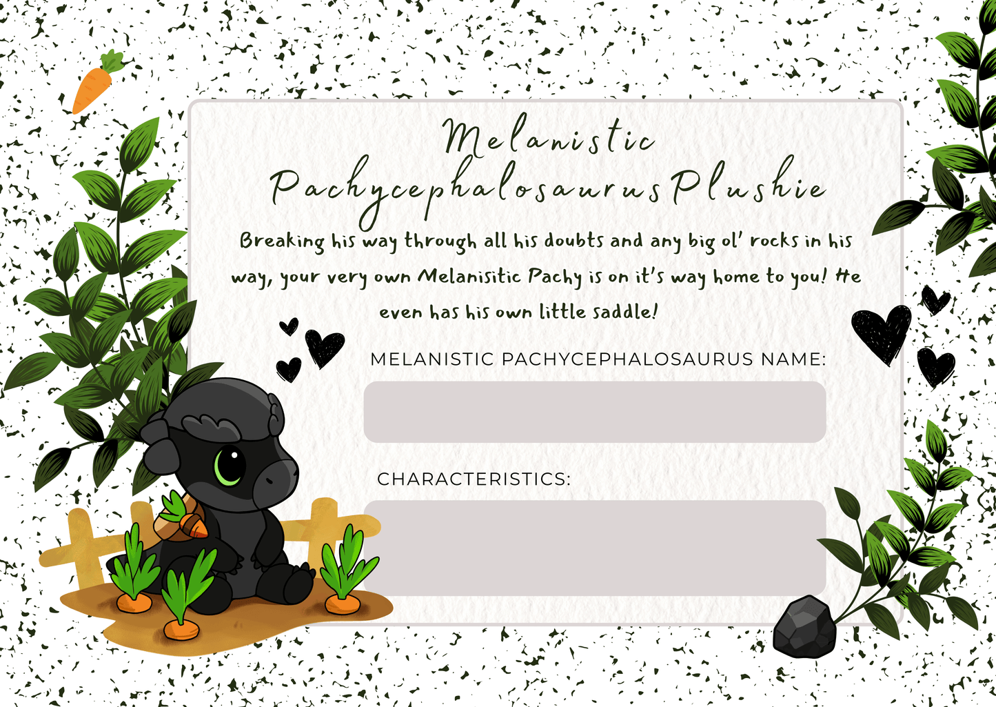 FREE!  🖤 🖤  Bonk the Melanistic Pachy Welcome Home Certificate