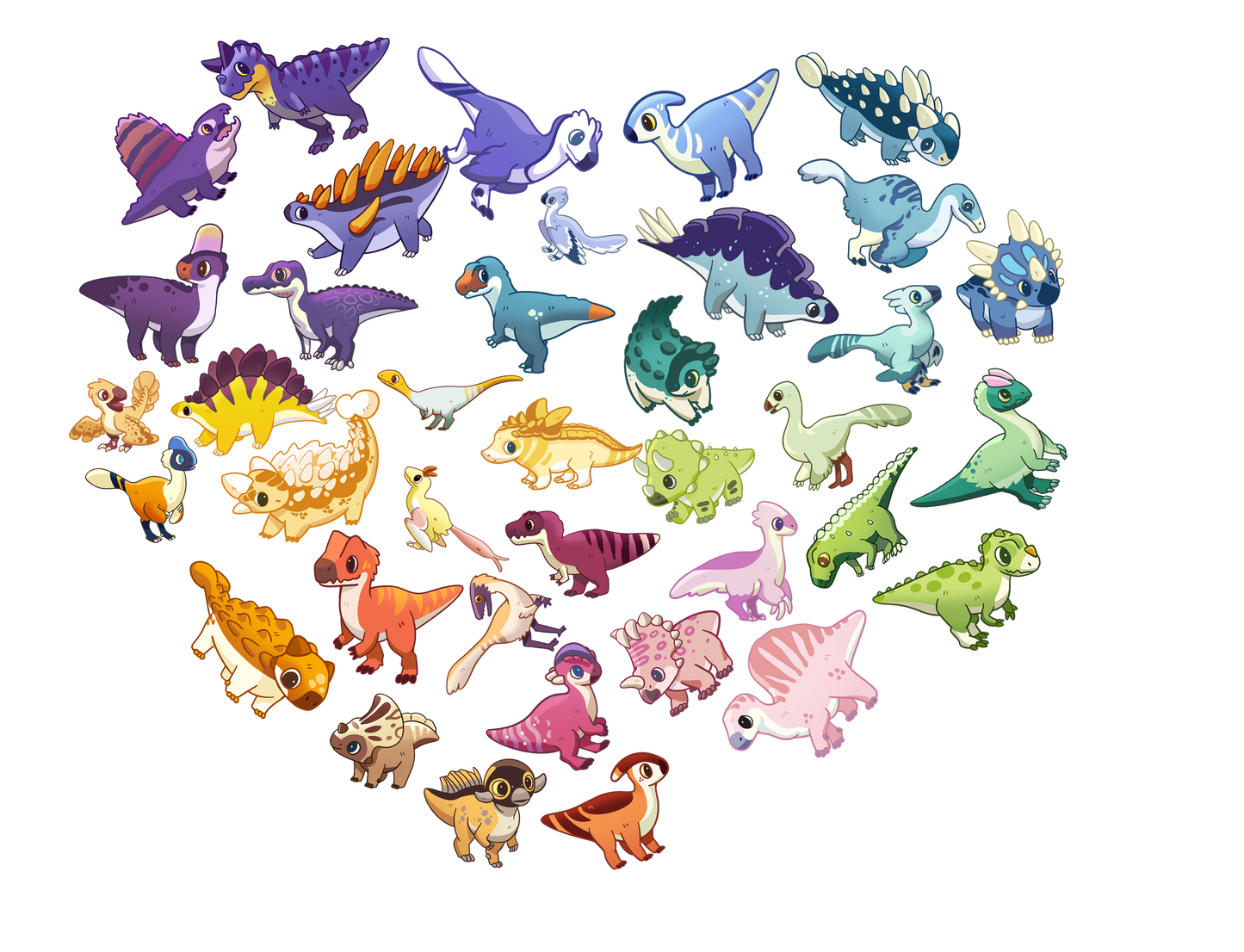 Digital Download - Rainbow of Dinos - Heart