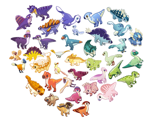 Digital Download - Rainbow of Dinos - Heart