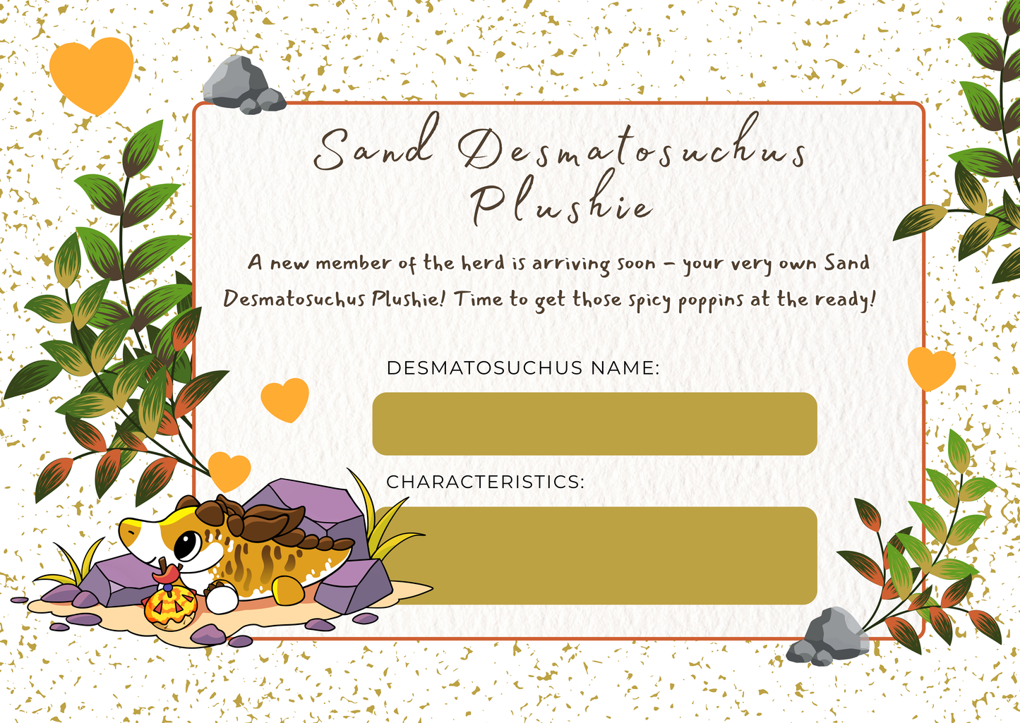 FREE!  💜 💙 Desmond the Desmatosuchus Welcome Home Certificate